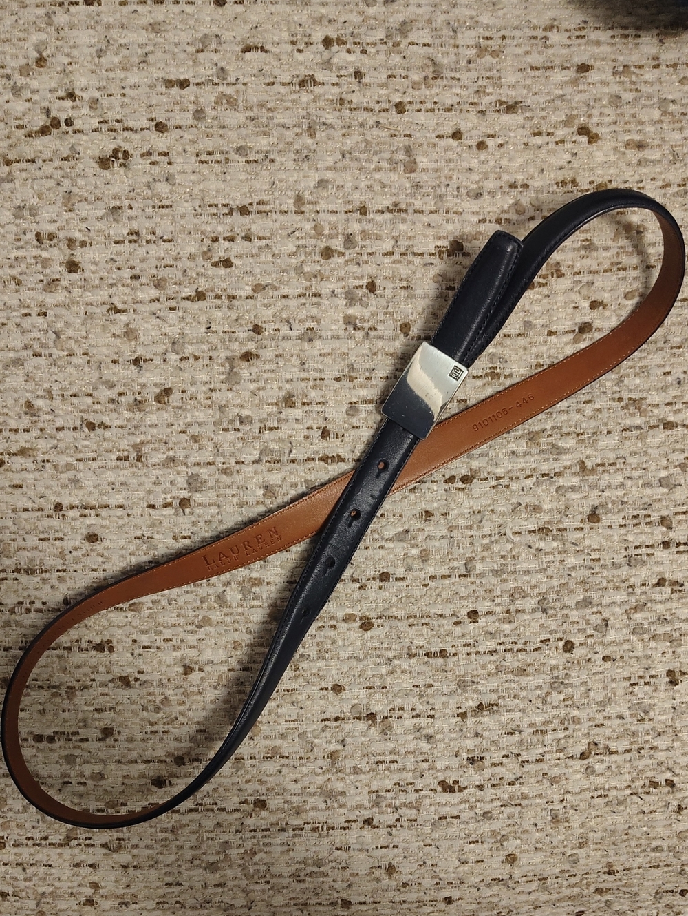 Ralph Lauren navy leather belt with Silver Buckle